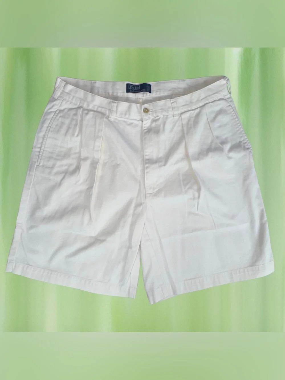 Polo Ralph Lauren Pleated Front Chino Shorts Cream 38 (actual 36) 8.5” Inseam
